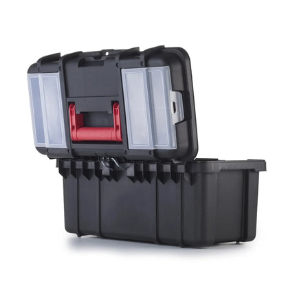 19 Inch Plastic Toolbox Heavy Duty Storage Kit Portable Tool Organizer Removable Tray Lid Organizers Lockable Design