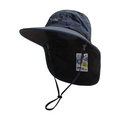 Unisex Summer Wide Brim Waterproof And Quick-drying With Hat Panama Uv Fisherman Caps Mesh Breathable Neck Protection