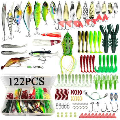 78/122/284pcs Fishing Lures Kit for Topwater Bait Rigs Tackle Kit