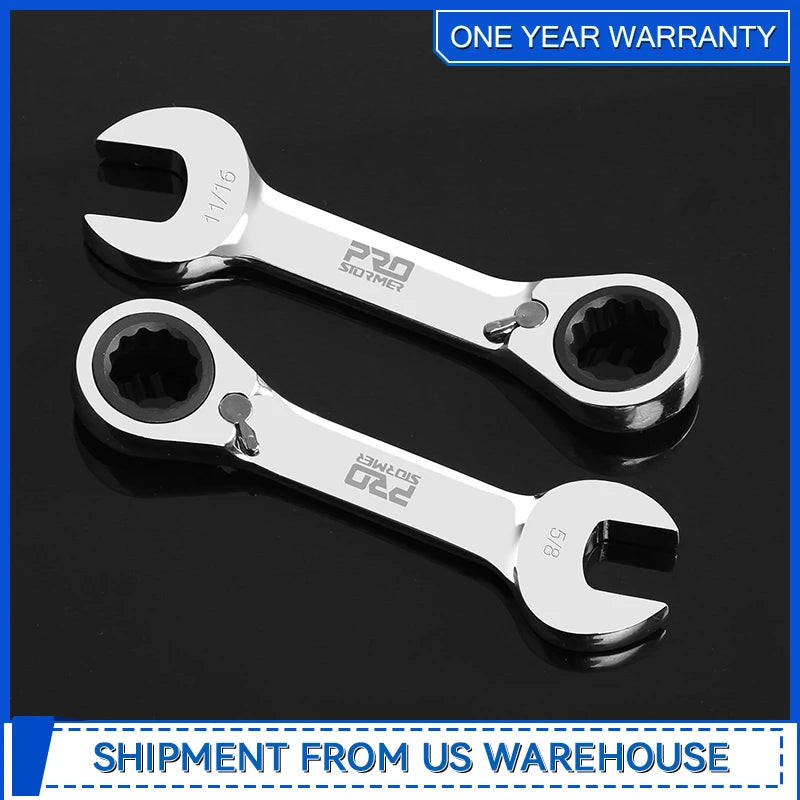 Double Sided Ratchet Wrench Set 10 Piece 5/16 to 3/4 72 Tooth Box End and Open End Wrench Set with Rolling Pouch By Prostormer