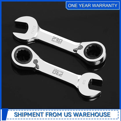 Double Sided Ratchet Wrench Set 10 Piece 5/16 to 3/4 72 Tooth Box End and Open End Wrench Set with Rolling Pouch By Prostormer