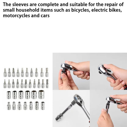 46pcs 1/4 Inch Drive Socket Set for Motor Ratchet Wrench Set Motorcycle Tool Kit, Bit Socket Wrench Set Metric Mechanic Tool Set