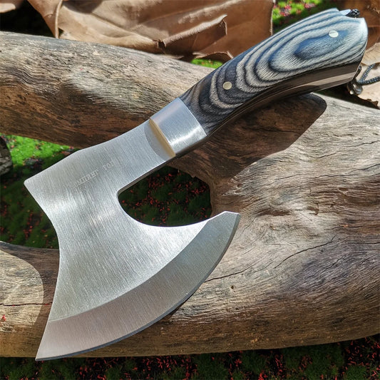 Portable Tactical Stainless Steel Camping Hunting Survival Axe with Colored Wooden Handle