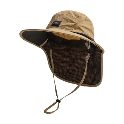 Unisex Summer Wide Brim Waterproof And Quick-drying With Hat Panama Uv Fisherman Caps Mesh Breathable Neck Protection