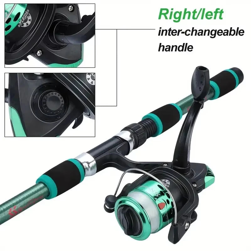 Fishing Pole Set Full Kits With Telescopic Fishing Rod And Spinning Reel Baits Hooks