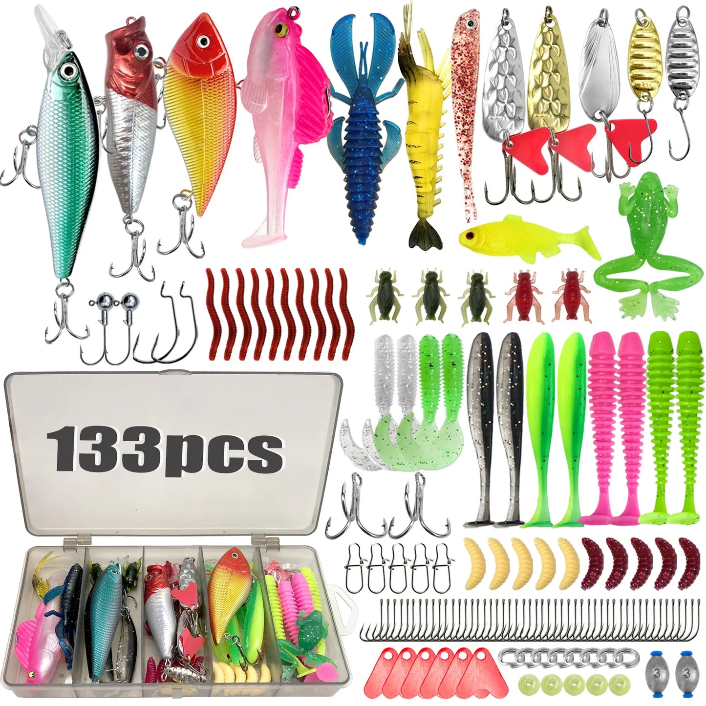 Fishing 83/133/193/239/409pcs Fishing Lure Kit For Trout/Pike/Bass Multi-Lure Fishing Set