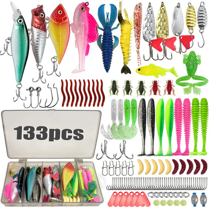 Fishing 83/133/193/239/409pcs Fishing Lure Kit For Trout/Pike/Bass Multi-Lure Fishing Set