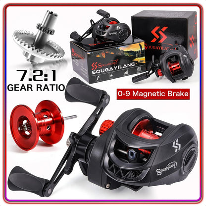 Casting Fishing Reel 7.2 1 Gear Ratio Max Drag 10kg Baitcasting Reel with Aluminum Spool