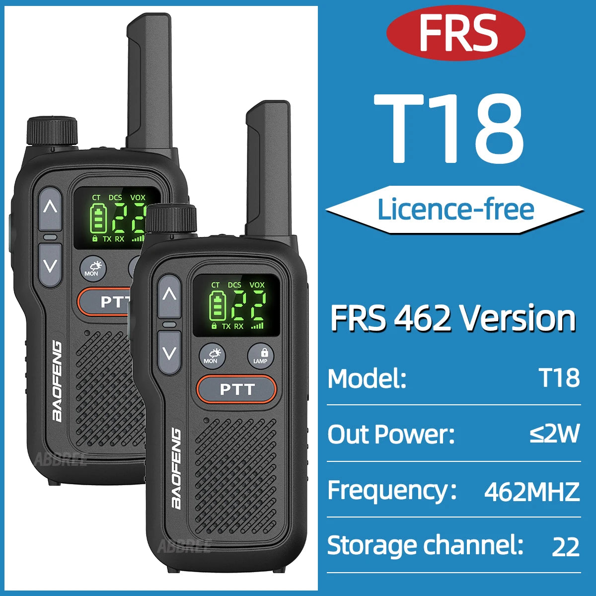 2PCS Baofeng BF-T18 Dual PTT Mini Walkie Talkie NOAA PMR FRS Flashlight Portable Long Range Support Type-C Two Way Ham Radio