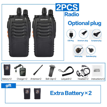 2Pcs/Lot baofeng BF-888S Walkie Talkie Two-way Radio Set BF 888s UHF 400-470MHz 16CH walkie-talkie Radios Transceiver