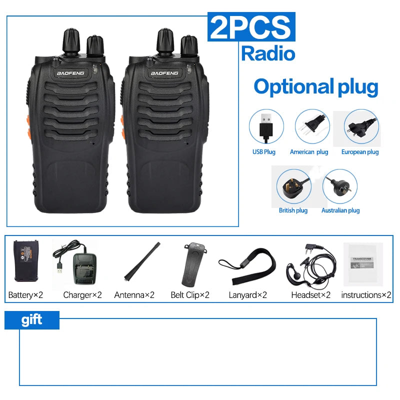 2Pcs/Lot baofeng BF-888S Walkie Talkie Two-way Radio Set BF 888s UHF 400-470MHz 16CH walkie-talkie Radios Transceiver