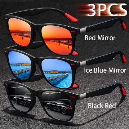 3 PCS Fashion Vintage Sunglasses Men Women Fishing Driving Man Luxury Brand Designer Sun Glasses Anti-Glare Retro Eyewear UV400