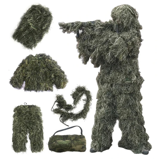 5pcs/set Camouflage Ghillie Suit Yowie Sniper Tactical Clothes Camo Suit for Hunting Paintball Ghillie