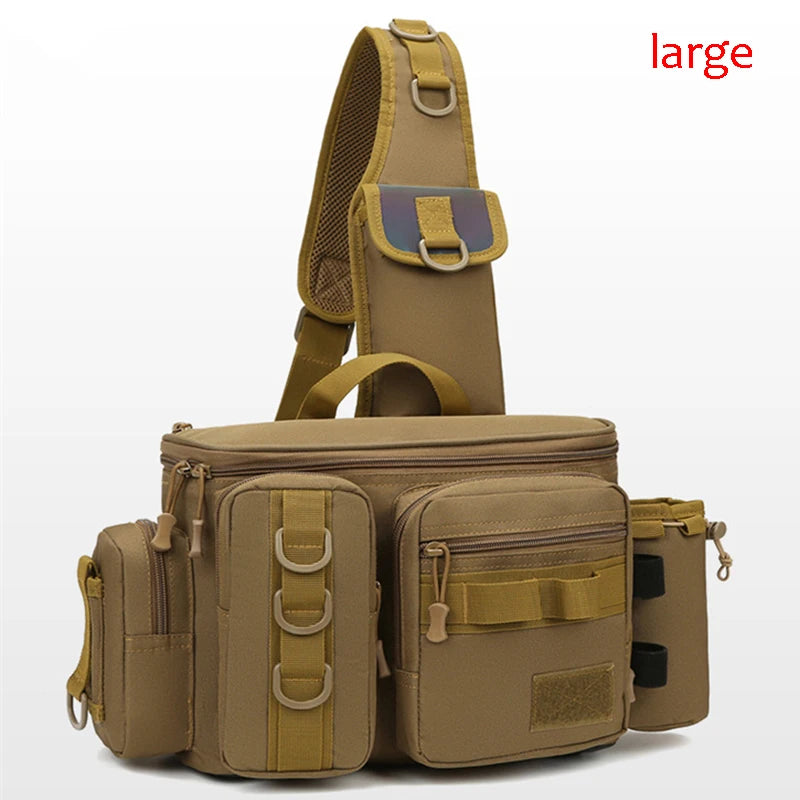 Fishing Tackle & Gear Sling Backpack with Rod Holder