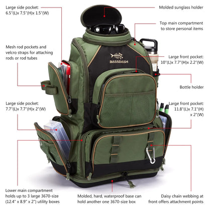 Multifunctional Fishing Tackle Backpack Lightweight Tactical