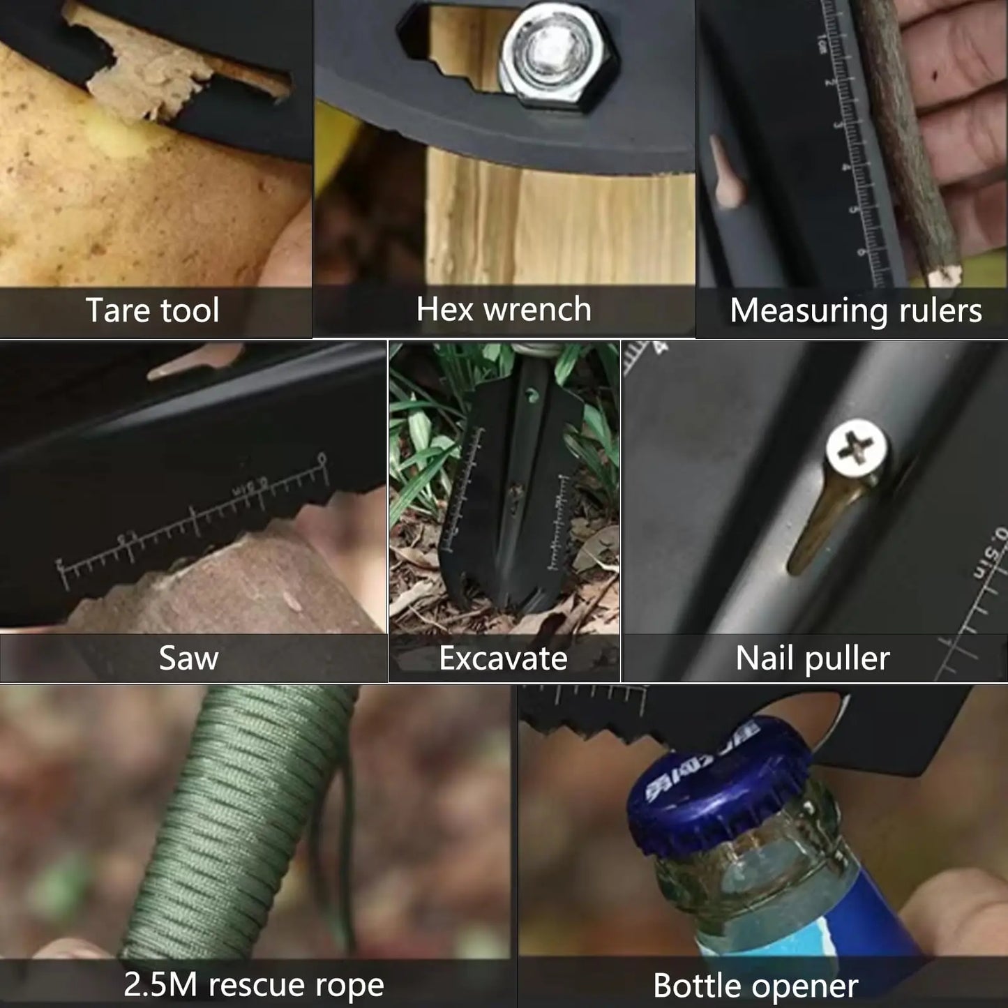 Outdoor camping, soldier shovel, multifunctional tactical hand shovel, portable excavator, garden garden shovel, vegetable garde