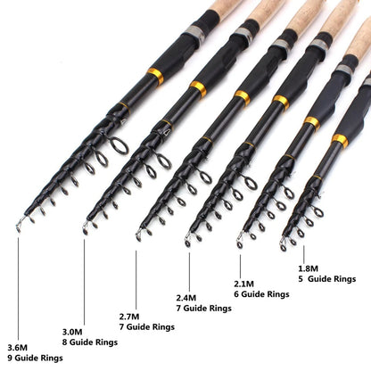 Ultrashort Telescopic Fishing Rod Multifunction Spinning Rod Carbon Fishing Fish Pole