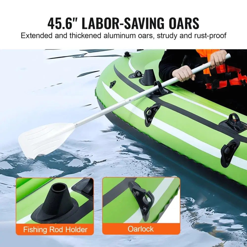 Inflatable Fishing Boat 3 Person Strong PVC Portable Raft Kayak Aluminum Oars Fishing