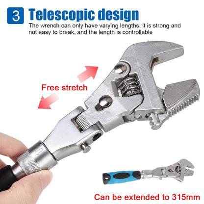 Adjustable Torque Wrench 180 Degree Folding Ratchet Wrench Household Maintenance Pulley Wrench 5 In 1 Spanner 10 Inch