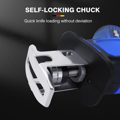 DayPlus Brushless Reciprocating Saw 21V Electric Cordless Reciprocating Saw Sabre Saw for Cut Wood With Battery & 4 Saw Blades