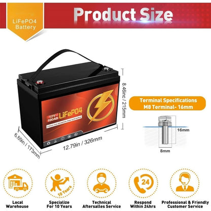 12V 100Ah lithium battery with Bluetooth for trolling motor, RV, Comping, Marine, Solar, Off-GRIDCAmping