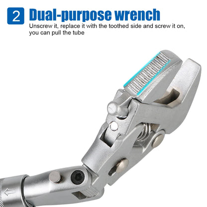 Adjustable Torque Wrench 180 Degree Folding Ratchet Wrench Household Maintenance Pulley Wrench 5 In 1 Spanner 10 Inch