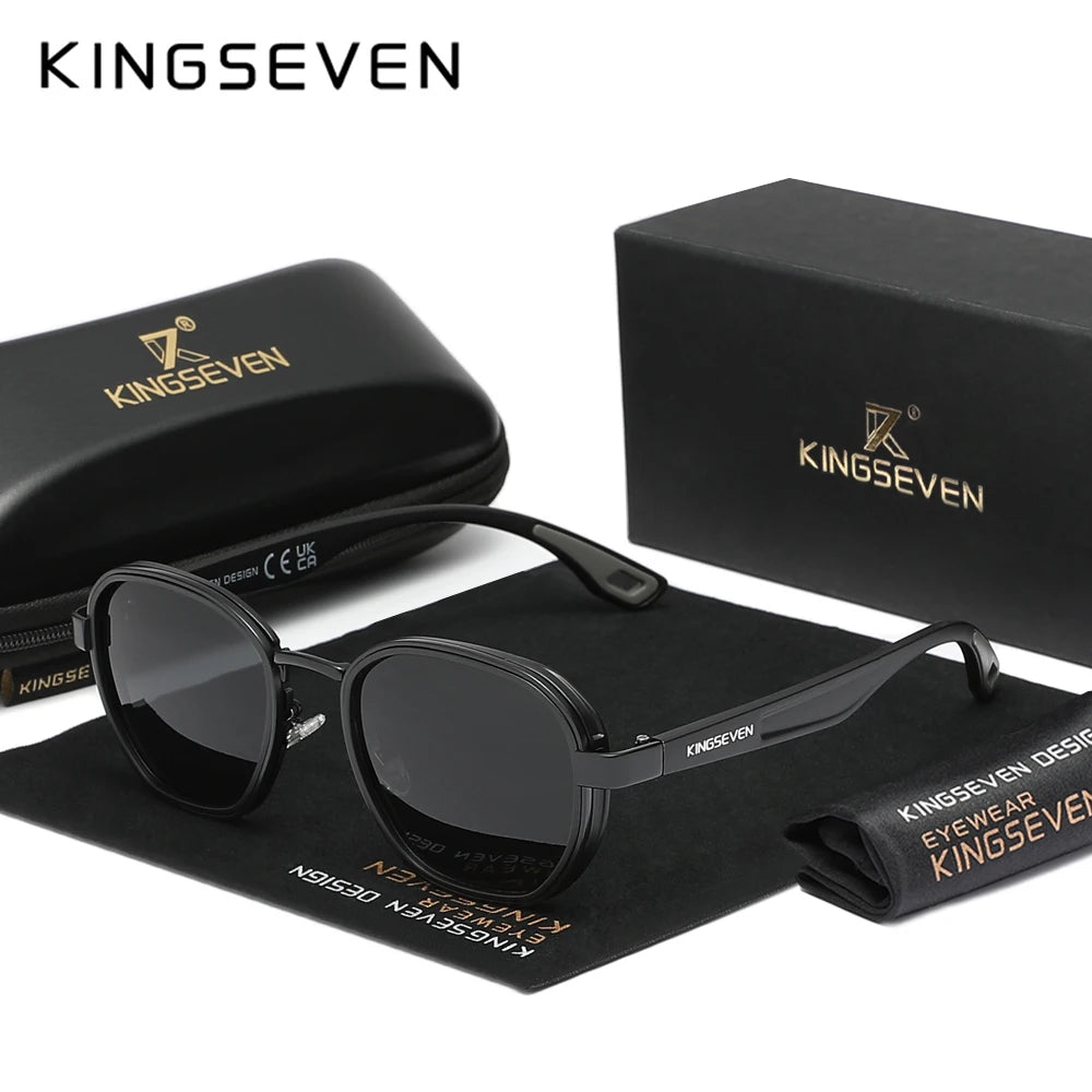 KINGSEVEN Brand Original Sunglasses Men Polarized UV400 Luxury Women Eyewear Male Outdoor Round Frame Causal Fashion Glasses