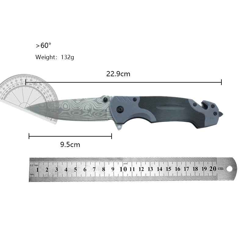 Stainless Steel Folding Knife Pocket Defense Pocket Knife Outdoor Damascus Pattern Tactical