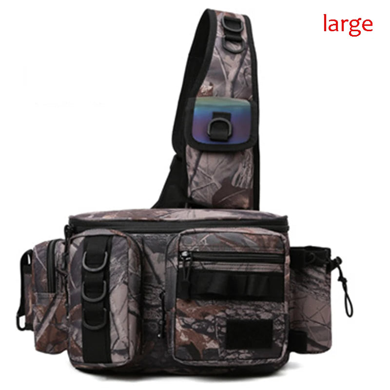 Fishing Tackle & Gear Sling Backpack with Rod Holder