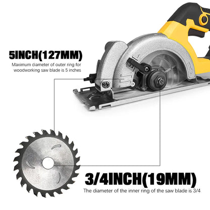 5-inch Mini Electric Circular Saw One-hand Wood Cutter Portable Woodworking Chainsaw For Dewalt 20V Batteries
