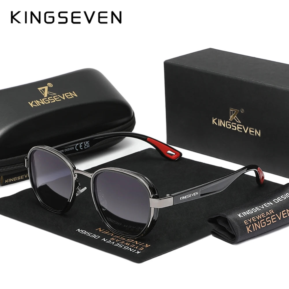 KINGSEVEN Brand Original Sunglasses Men Polarized UV400 Luxury Women Eyewear Male Outdoor Round Frame Causal Fashion Glasses
