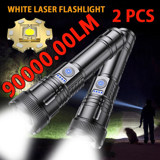 2pcs Strong Light Flashlight USB Rechargeable Small Xenon Lamp Portable Ultra Bright Long-range