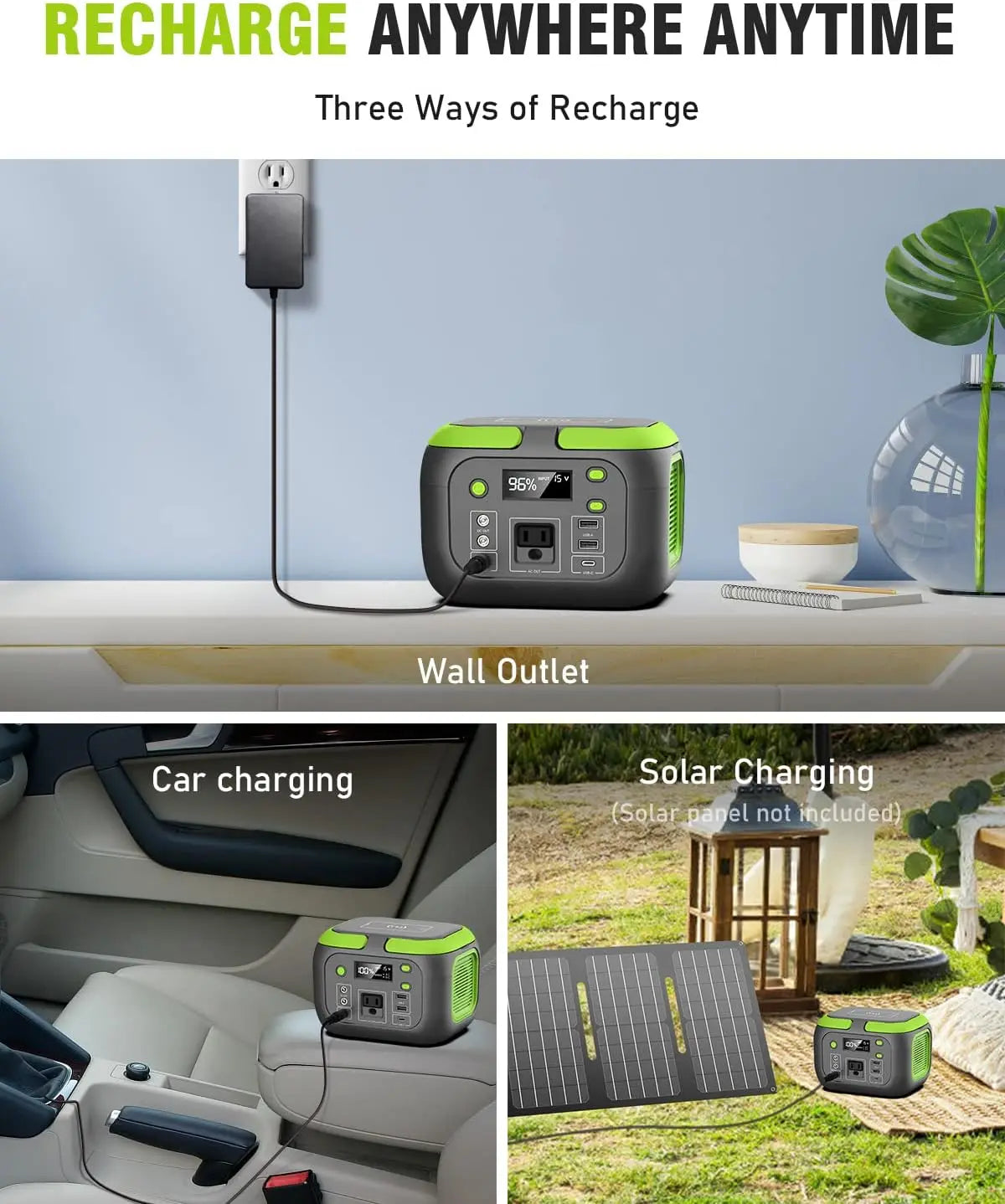 200W Portable Power Station 155Wh Solar Generator 42000mAh CA 110V, DC, USB QC3.0 for