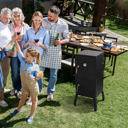 bbq grill outdoor with Double Doors, 2 Detachable Grill Netting Smoking Racks, Charcoal Pan & Water Pan,