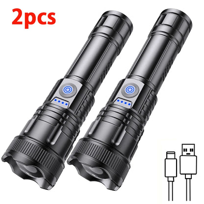 2pcs Strong Light Flashlight USB Rechargeable Small Xenon Lamp Portable Ultra Bright Long-range