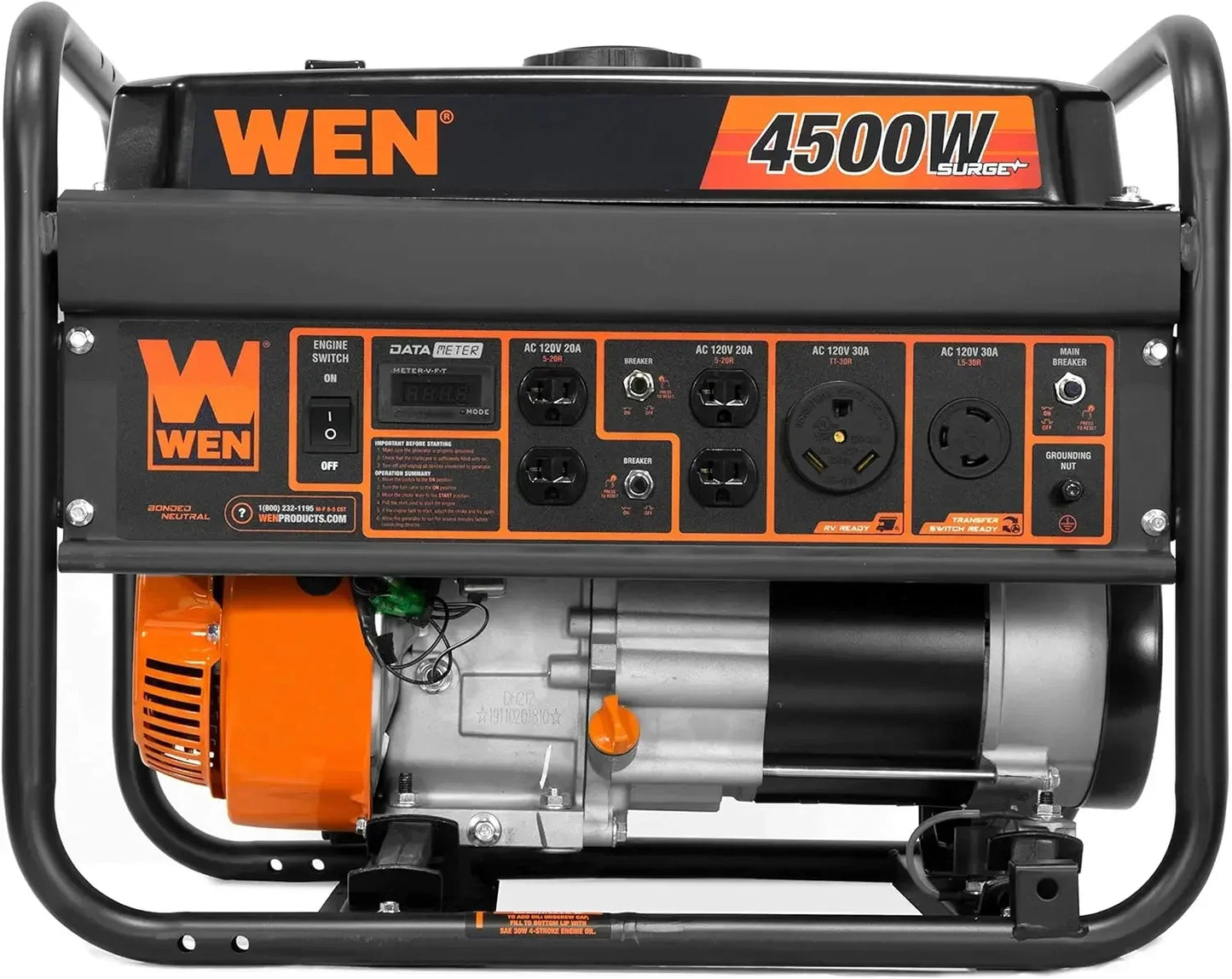 GN4500 4500-Watt 212cc Transfer Switch and RV-Ready Portable Generator, CARB Compliant, Orange/Black