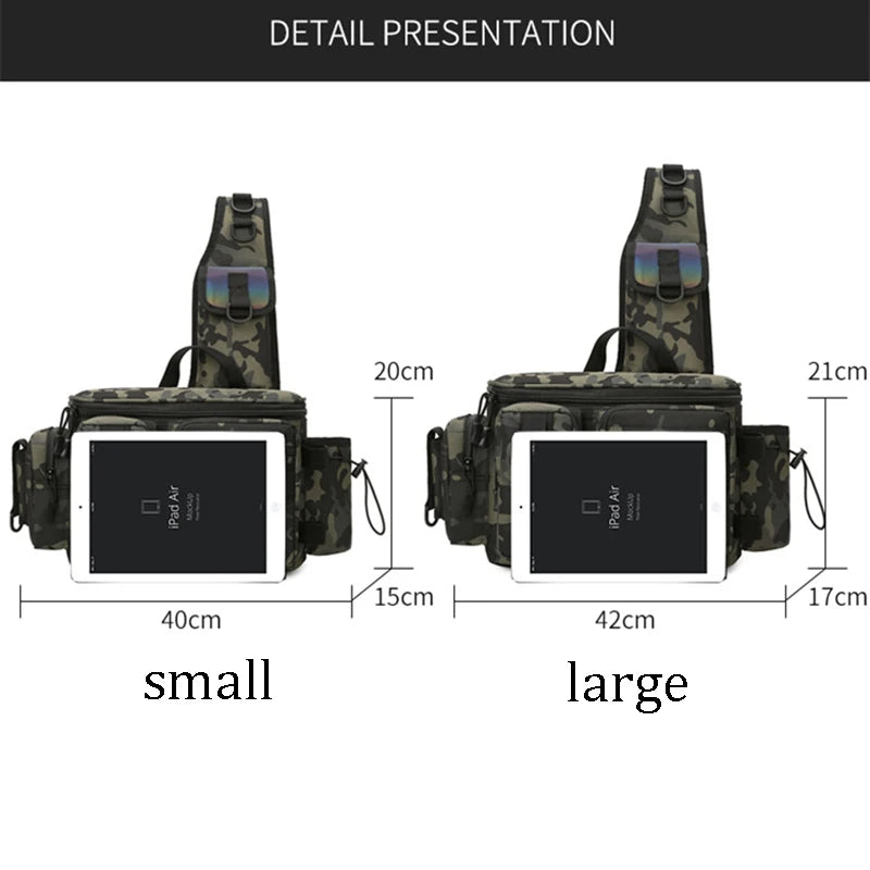 Fishing Tackle & Gear Sling Backpack with Rod Holder