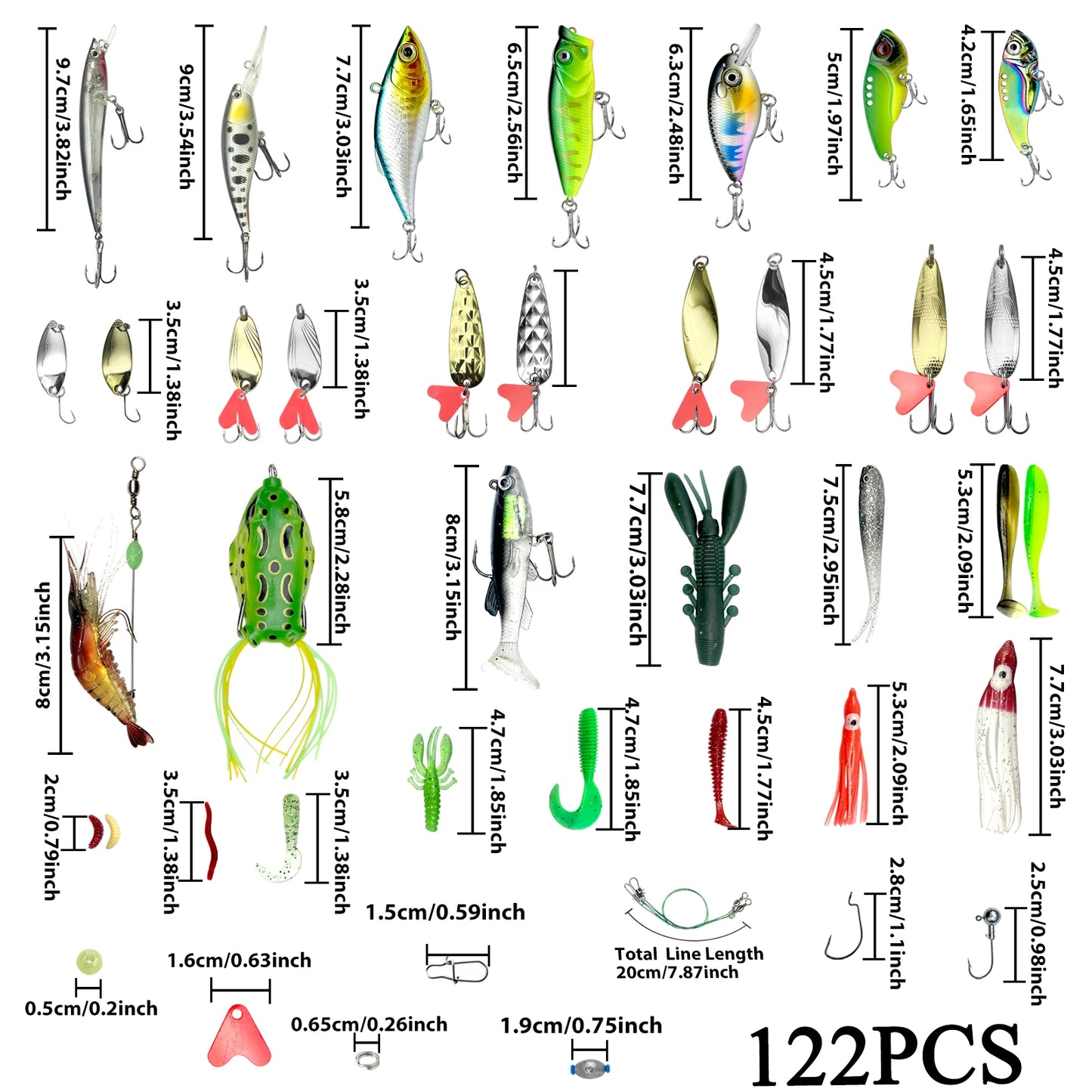 78/122/284pcs Fishing Lures Kit for Topwater Bait Rigs Tackle Kit