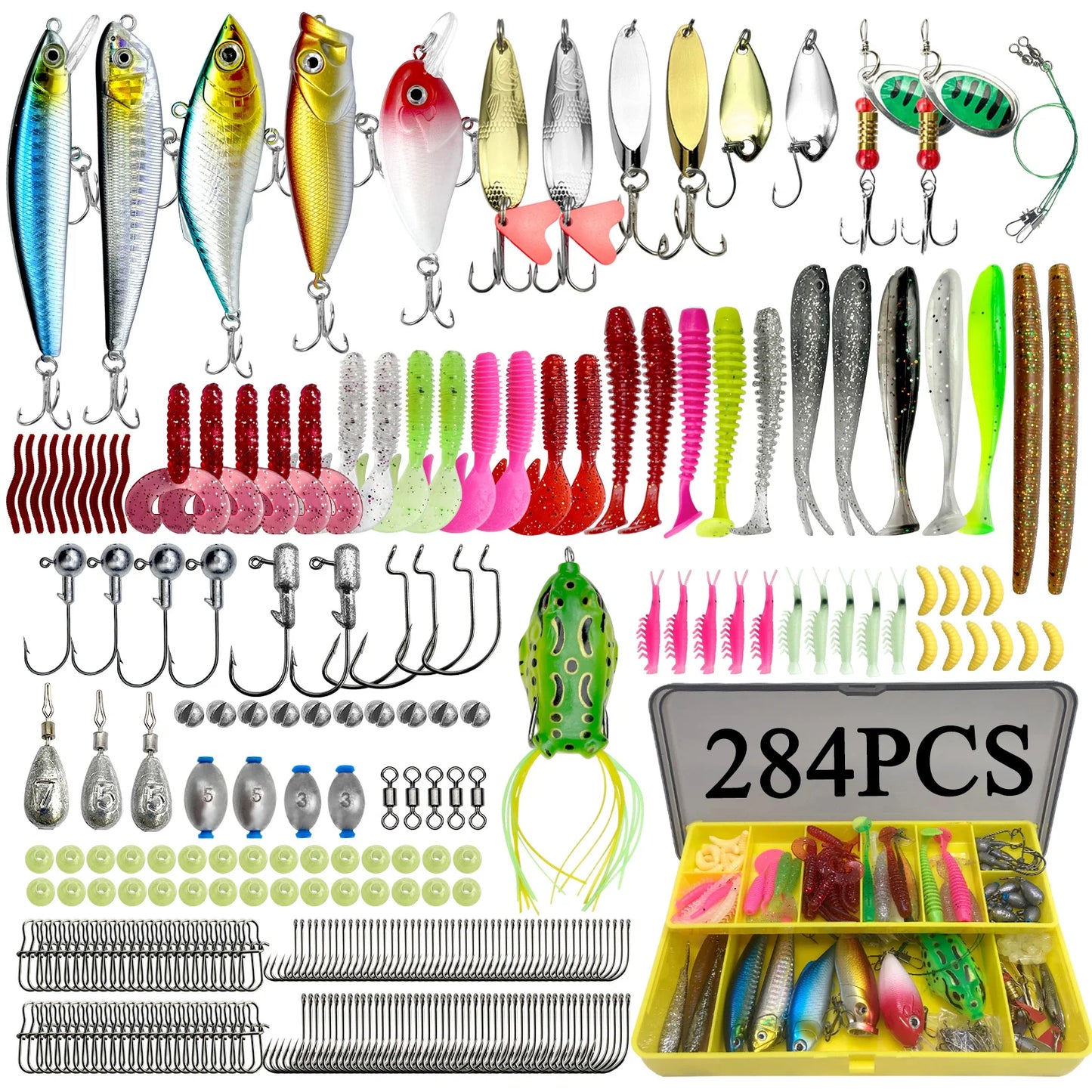 78/122/284pcs Fishing Lures Kit for Topwater Bait Rigs Tackle Kit