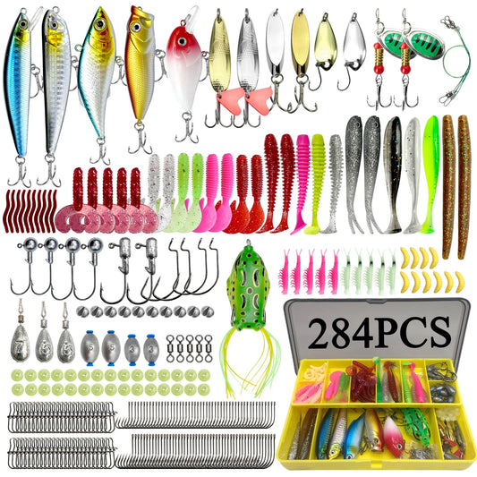 78/122/284pcs Fishing Lures Kit for Topwater Bait Rigs Tackle Kit