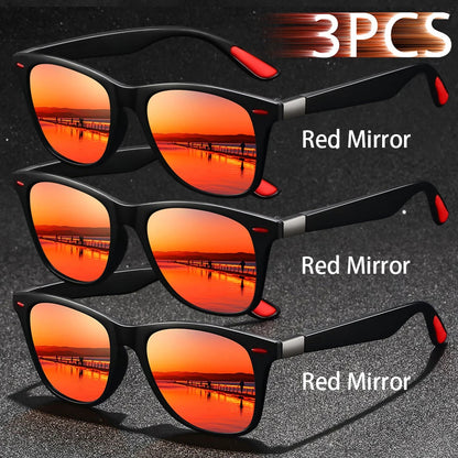 3 PCS Fashion Vintage Sunglasses Men Women Fishing Driving Man Luxury Brand Designer Sun Glasses Anti-Glare Retro Eyewear UV400