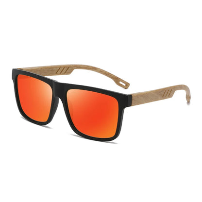 New Square Casual Sunglasses Wood Grain Spring Hinges UV400 Protection Unisex Outdoor Daily Eyewear