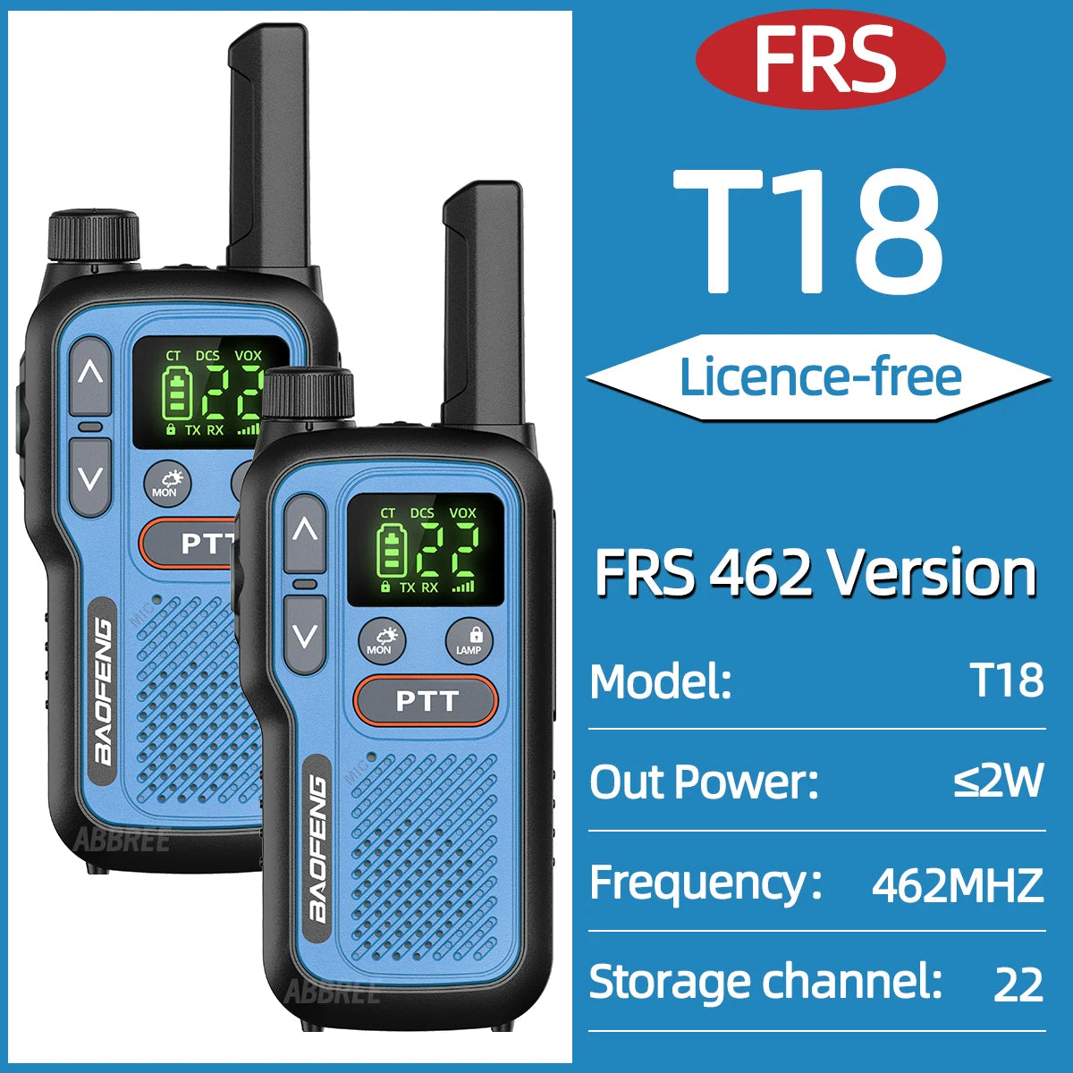 2PCS Baofeng BF-T18 Dual PTT Mini Walkie Talkie NOAA PMR FRS Flashlight Portable Long Range Support Type-C Two Way Ham Radio