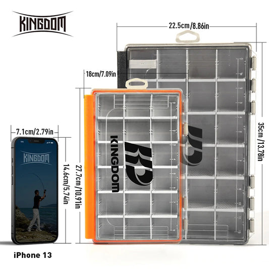 KINGDOM Fishing Tackle Box Multifunction Tackle Trays  2 Sizes Organizer with Removable Dividers Fishing Lure Accessories Box