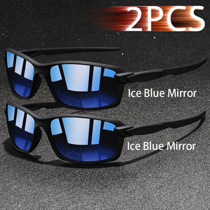 2 PCS Fashion Vintage Sunglasses Men Women Fishing Driving Man Luxury Brand Designer Sun Glasses Anti-Glare Retro Eyewear UV400