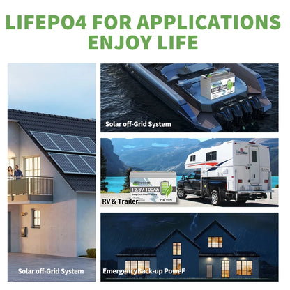 12V 100Ah LiFePO4 Battery Lithium Battery,With BMS 1280Wh,6000+ Deep Cycle