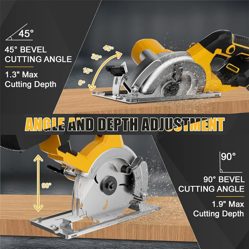 5-inch Mini Electric Circular Saw One-hand Wood Cutter Portable Woodworking Chainsaw For Dewalt 20V Batteries