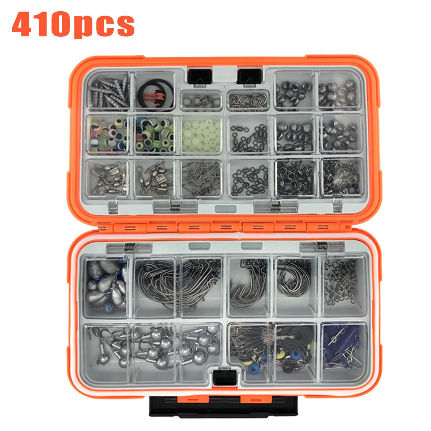 170-410pcs Professional Fishing Kit with Tackle Box,Hooks Sinkers Swivels for Bass Trout Saltwater Fish