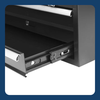 20-inch 2-Drawer Tool Box, Tool Chest with Flip-up Lid, Black, Steel