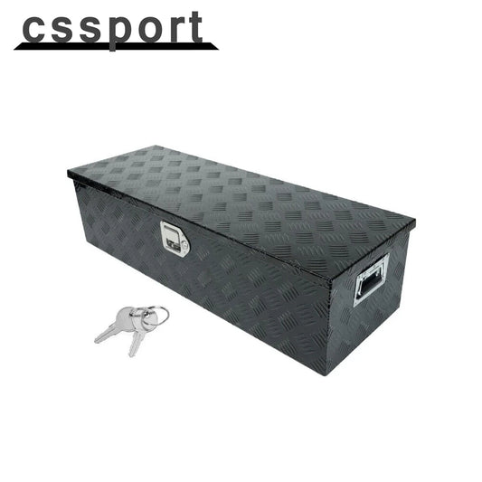 39"X13"X10" BLACK ALUMINUM PICKUP TRUCK TRUNK BED TOOL BOX TRAILER STORAGE+LOCK